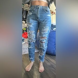 American Eagle Outfitters Distressed Light Blue Skinny Jeans